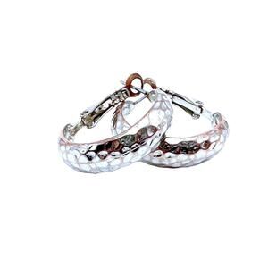 Earrings Hoops Gorgeous Hammered Silver Classic 1"